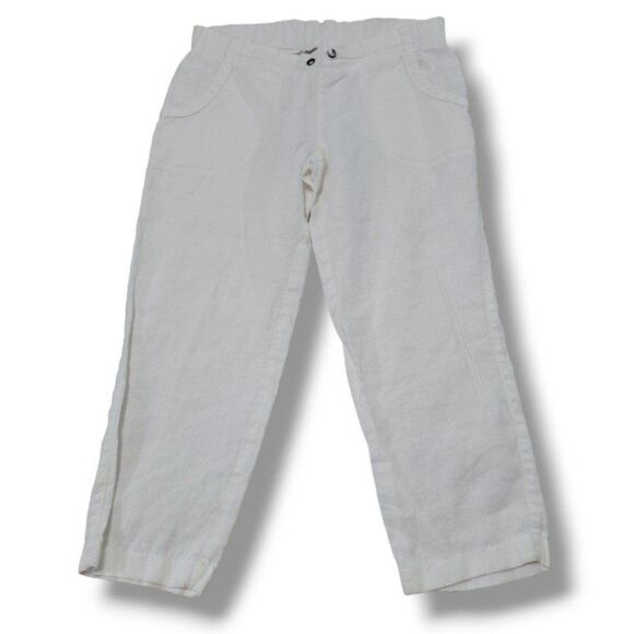 Athleta Pants Size Medium W33" x L24" 100% Linen Capri Pants Missing Drawstring - Picture 1 of 7